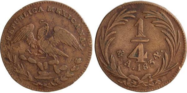 1/4 Real Second Federal Republic of Mexico (1846 - 1863) Rame 