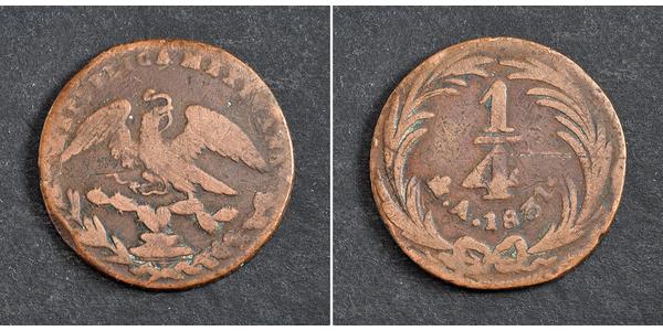 1/4 Real Second Federal Republic of Mexico (1846 - 1863) 銅 