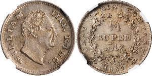 1/4 Rupee Empire britannique (1497 - 1949) Argent Guillaume IV (1765-1837)