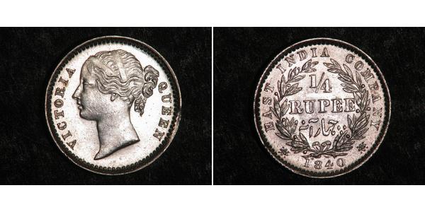 1/4 Rupee Inde Argent Victoria (1819 - 1901)