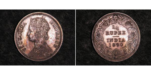 1/4 Rupee Raj britannique (1858-1947) Argent Victoria (1819 - 1901)