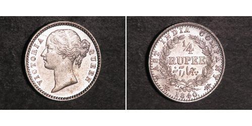 1/4 Rupee India Argento Vittoria (1819 - 1901)