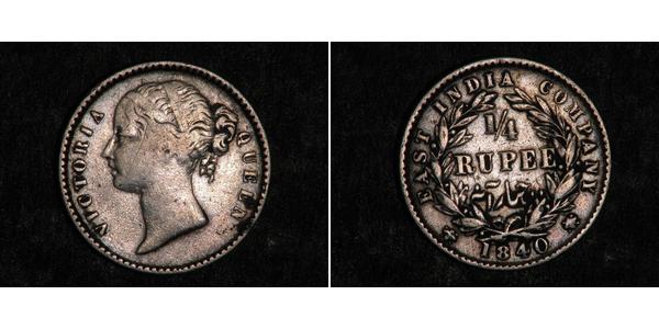 1/4 Rupee India Argento Vittoria (1819 - 1901)