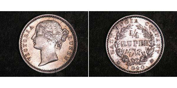 1/4 Rupee India Argento Vittoria (1819 - 1901)