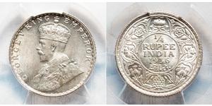 1/4 Rupee Raj Britannico (1858-1947) Argento Giorgio V (1865-1936)