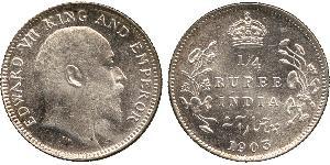 1/4 Rupee Raj Britannico (1858-1947) Argento Edoardo VII (1841-1910)