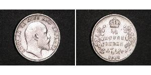 1/4 Rupee Raj Britannico (1858-1947) Argento Edoardo VII (1841-1910)