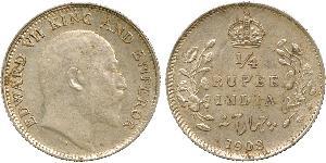 1/4 Rupee Raj Britannico (1858-1947) Argento Edoardo VII (1841-1910)