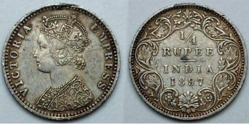 1/4 Rupee Raj Britannico (1858-1947) Argento Vittoria (1819 - 1901)