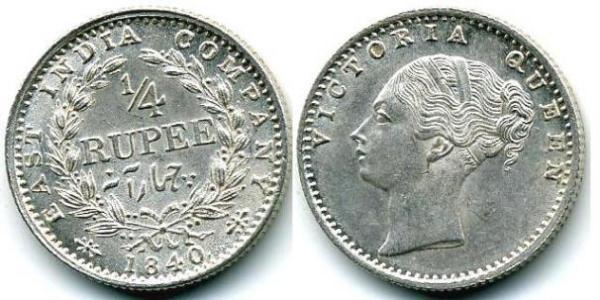 1/4 Rupee Raj Britannico (1858-1947) Argento Vittoria (1819 - 1901)