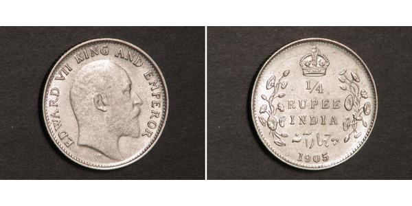 1/4 Rupee Raj Britannico (1858-1947) Argento Edoardo VII (1841-1910)
