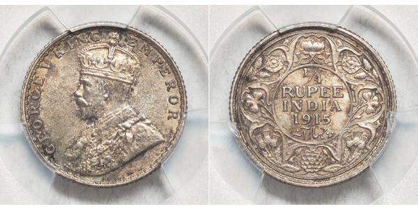 1/4 Rupee Raj Britannico (1858-1947) Argento Giorgio V (1865-1936)