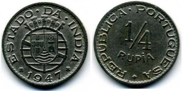 1/4 Rupee Portugiesisch-Indien (1510-1961) Kupfer/Nickel 