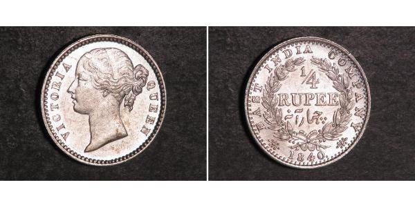 1/4 Rupee India Plata Victoria (1819 - 1901)