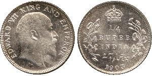 1/4 Rupee Raj Británico (1858-1947) Plata Eduardo VII (1841-1910)