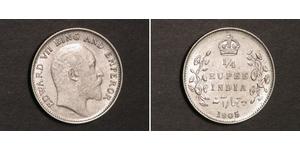 1/4 Rupee Raj Británico (1858-1947) Plata Eduardo VII (1841-1910)