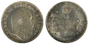 1/4 Rupee Raj Británico (1858-1947) Plata Eduardo VII (1841-1910)