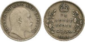 1/4 Rupee Raj Británico (1858-1947) Plata Eduardo VII (1841-1910)