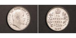 1/4 Rupee Raj Británico (1858-1947) Plata Eduardo VII (1841-1910)