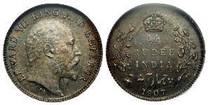 1/4 Rupee Raj Británico (1858-1947) Plata Eduardo VII (1841-1910)