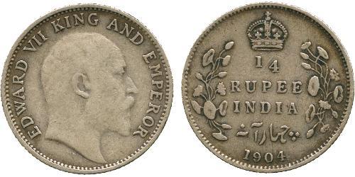 1/4 Rupee Raj Británico (1858-1947) Plata Eduardo VII (1841-1910)