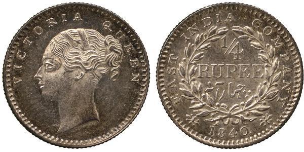 1/4 Rupee Raj Británico (1858-1947) Plata Victoria (1819 - 1901)