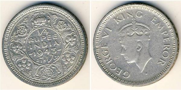 1/4 Rupee Raj Británico (1858-1947) Plata Jorge VI (1895-1952)