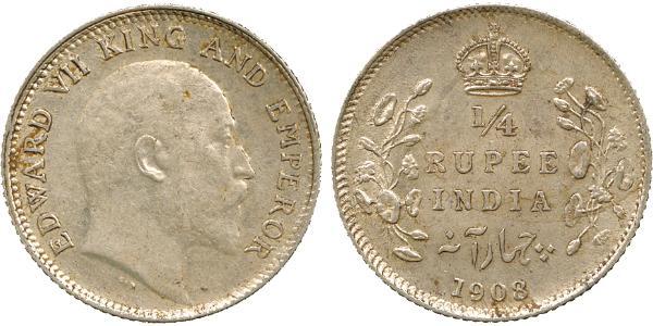 1/4 Rupee Britisch-Indien (1858-1947) Silber Eduard VII (1841-1910)