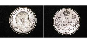1/4 Rupee British Raj (1858-1947) Silver Edward VII (1841-1910)