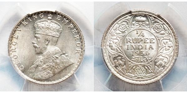 1/4 Rupee British Raj (1858-1947) Silver George V of the United Kingdom (1865-1936)