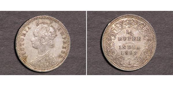 1/4 Rupee British Raj (1858-1947) Silver Victoria (1819 - 1901)