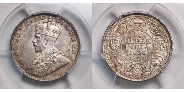 1/4 Rupee British Raj (1858-1947) Silver George V of the United Kingdom (1865-1936)