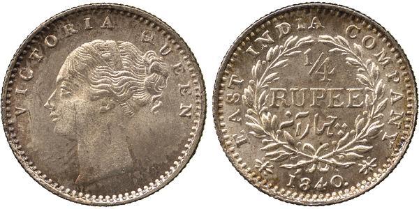 1/4 Rupee British Raj (1858-1947) Silver Victoria (1819 - 1901)