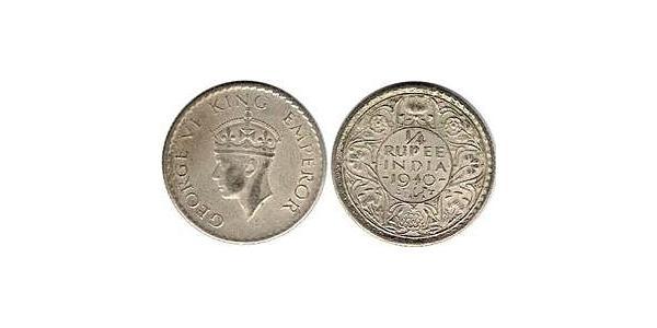 1/4 Rupee British Raj (1858-1947) Silver George VI (1895-1952)