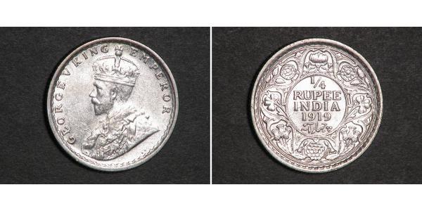 1/4 Rupee British Raj (1858-1947) Silver George V of the United Kingdom (1865-1936)