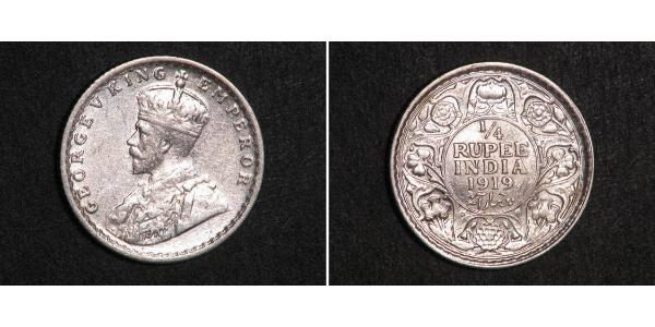 1/4 Rupee British Raj (1858-1947) Silver George V of the United Kingdom (1865-1936)