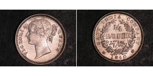 1/4 Rupee India Silver Victoria (1819 - 1901)