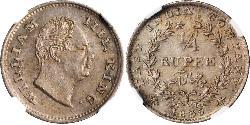 1/4 Рупія Британська імперія (1497 - 1949) Срібло Вільгельм IV (1765-1837)