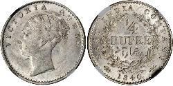 1/4 Rupee 英属印度 (1858 - 1947) 銀 维多利亚 (英国君主)