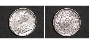 1/4 Rupee 英属印度 (1858 - 1947) 銀 乔治五世  (1865-1936)