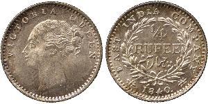 1/4 Rupee 英属印度 (1858 - 1947) 銀 维多利亚 (英国君主)