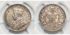 1/4 Rupee 英属印度 (1858 - 1947) 銀 乔治五世  (1865-1936)