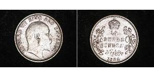 1/4 Rupee 英属印度 (1858 - 1947) 銀 爱德华七世 (1841-1910)