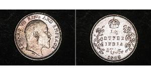 1/4 Rupee 英属印度 (1858 - 1947) 銀 爱德华七世 (1841-1910)