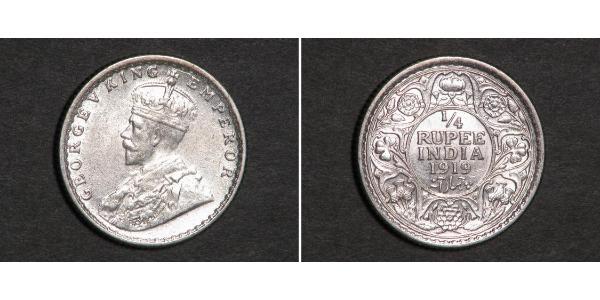 1/4 Rupee 英属印度 (1858 - 1947) 銀 乔治五世  (1865-1936)