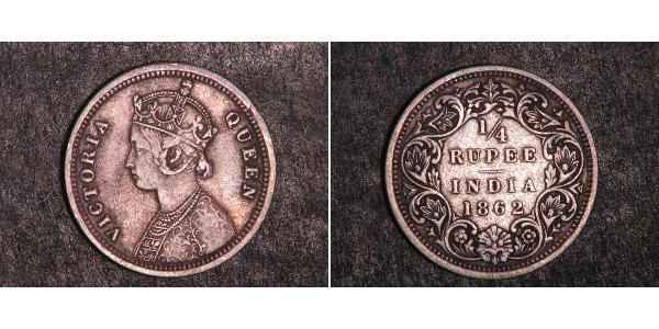 1/4 Rupee 英属印度 (1858 - 1947) 銀 维多利亚 (英国君主)