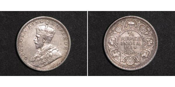1/4 Rupee 英属印度 (1858 - 1947) 銀 乔治五世  (1865-1936)