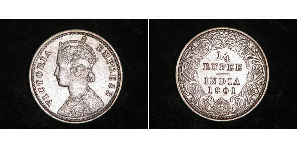 1/4 Rupee 英属印度 (1858 - 1947) 銀 维多利亚 (英国君主)
