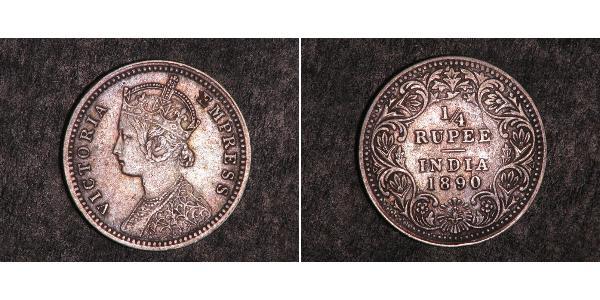 1/4 Rupee 英属印度 (1858 - 1947) 銀 维多利亚 (英国君主)