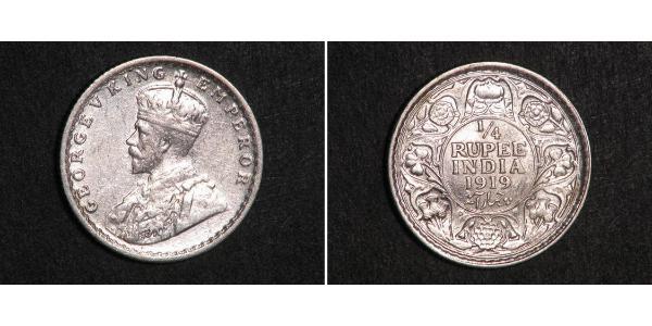 1/4 Rupee 英属印度 (1858 - 1947) 銀 乔治五世  (1865-1936)